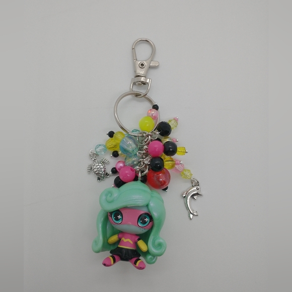 Lagoona Blue Monster High Purse Charm Keychain Handmade Power Mini Figure OOAK - Picture 7 of 10